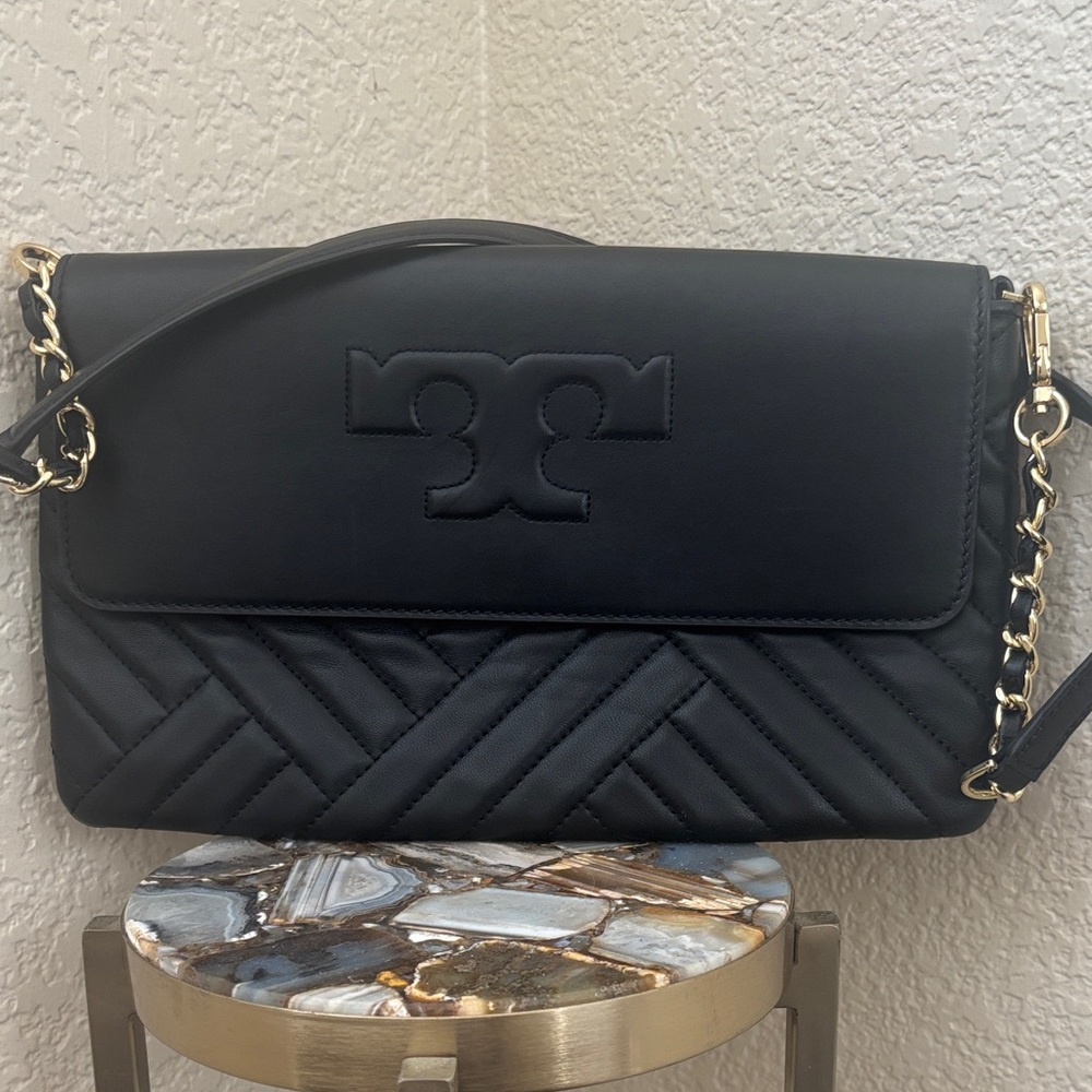 Tory Burch Black Chevron Crossbody Bag